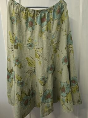 Lightweight Floral A-Line Skirt in Sage and Aqua